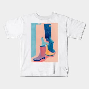 Idle Wellies Watercolor Painting Design Kids T-Shirt